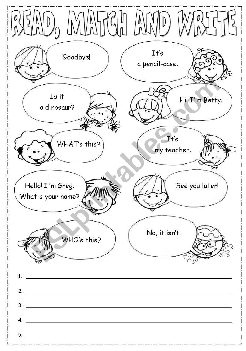 Read, match and write. worksheet