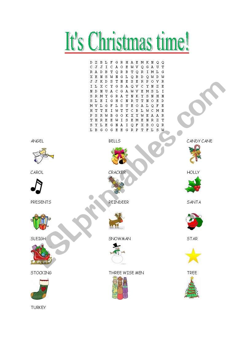 Christmas Wordsearch worksheet