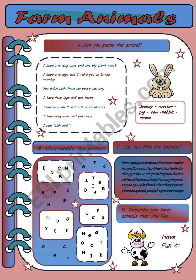 Farm Animals Worksheet worksheet