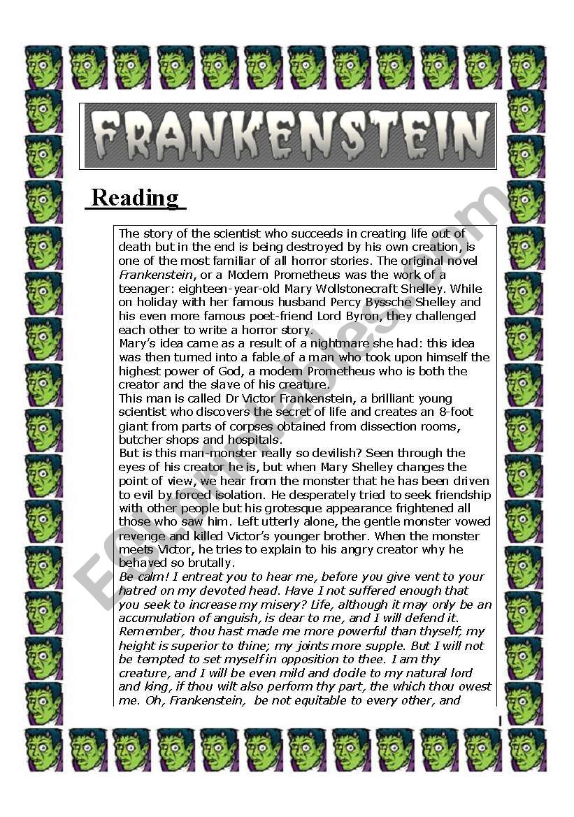 Frankenstein (reading - 2 pages)