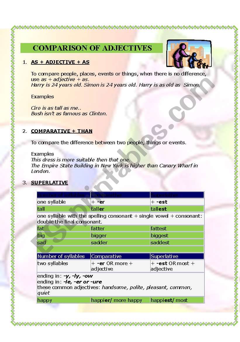 Superlatives, comparatives (3 pages)