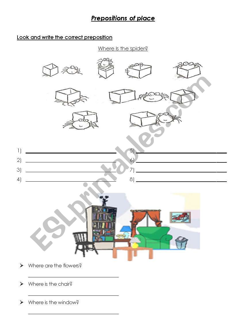 Prepositions of Place worksheet