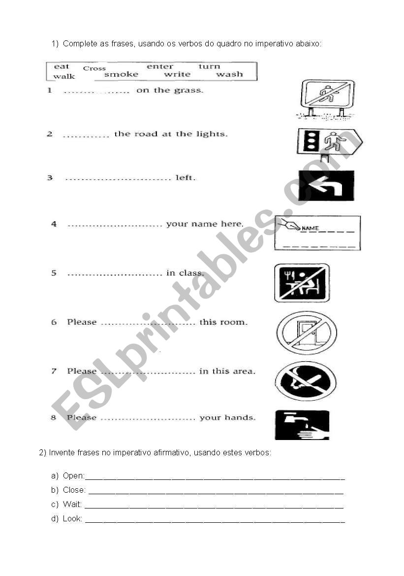 Imperative form worksheet