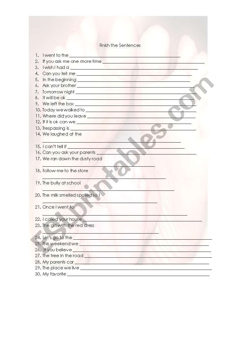 Sentence Completion worksheet