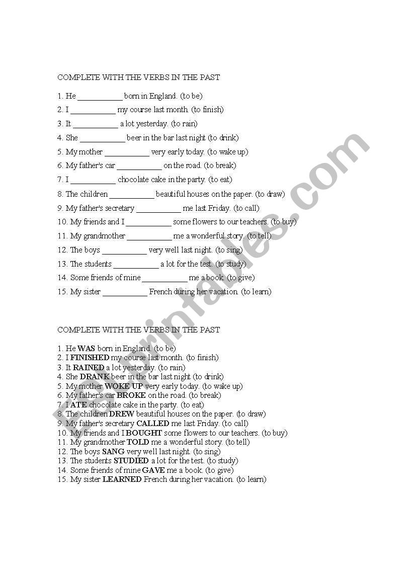 Simple Past worksheet