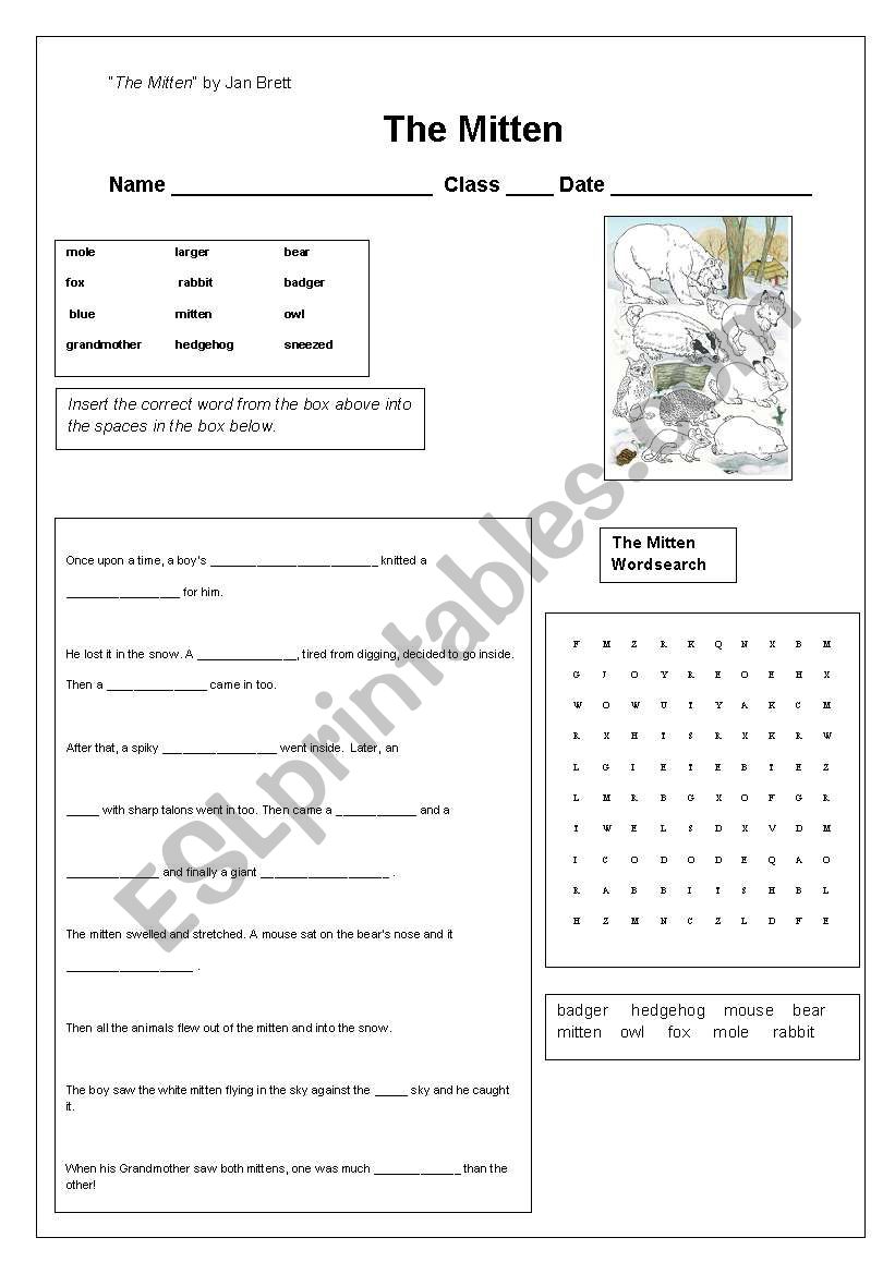 The Mitten Worksheet worksheet