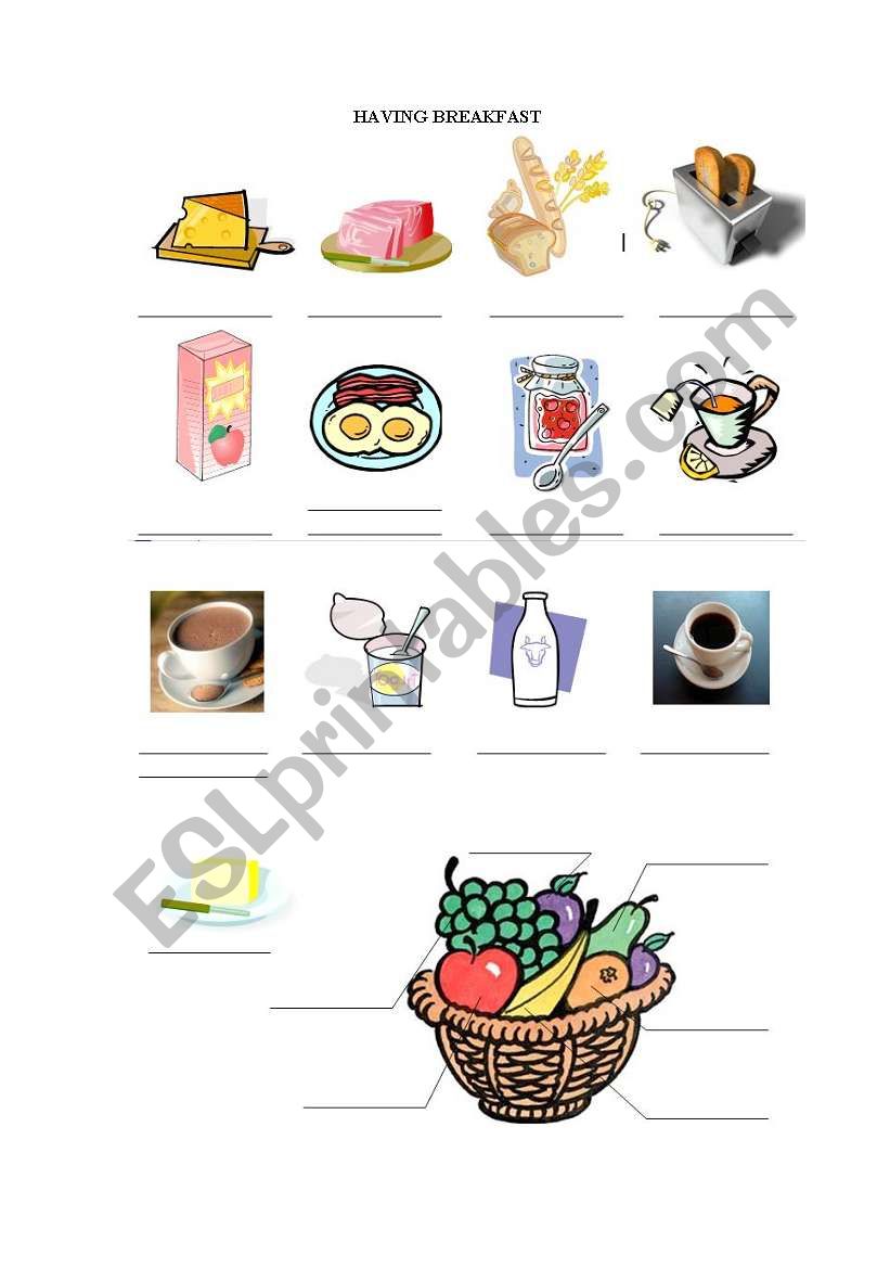 Breakfast Vocabulary worksheet