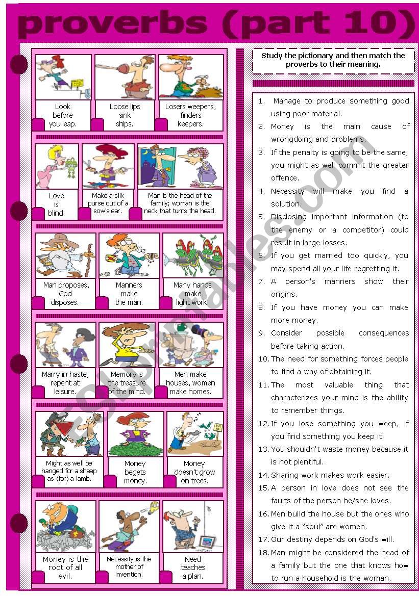 PROVERBS - PART 10 worksheet