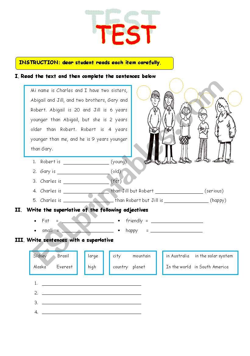 Superlatives worksheet