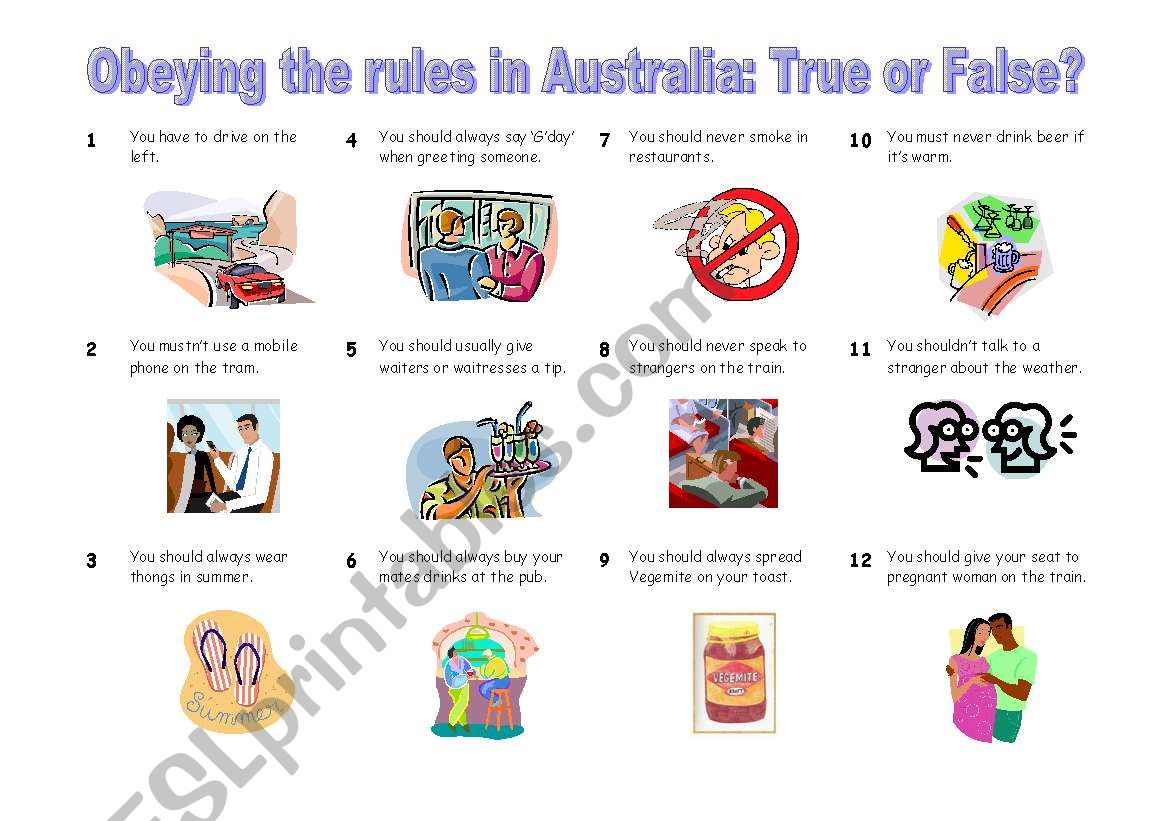 Modal verbs: Obeying the rules in Australia