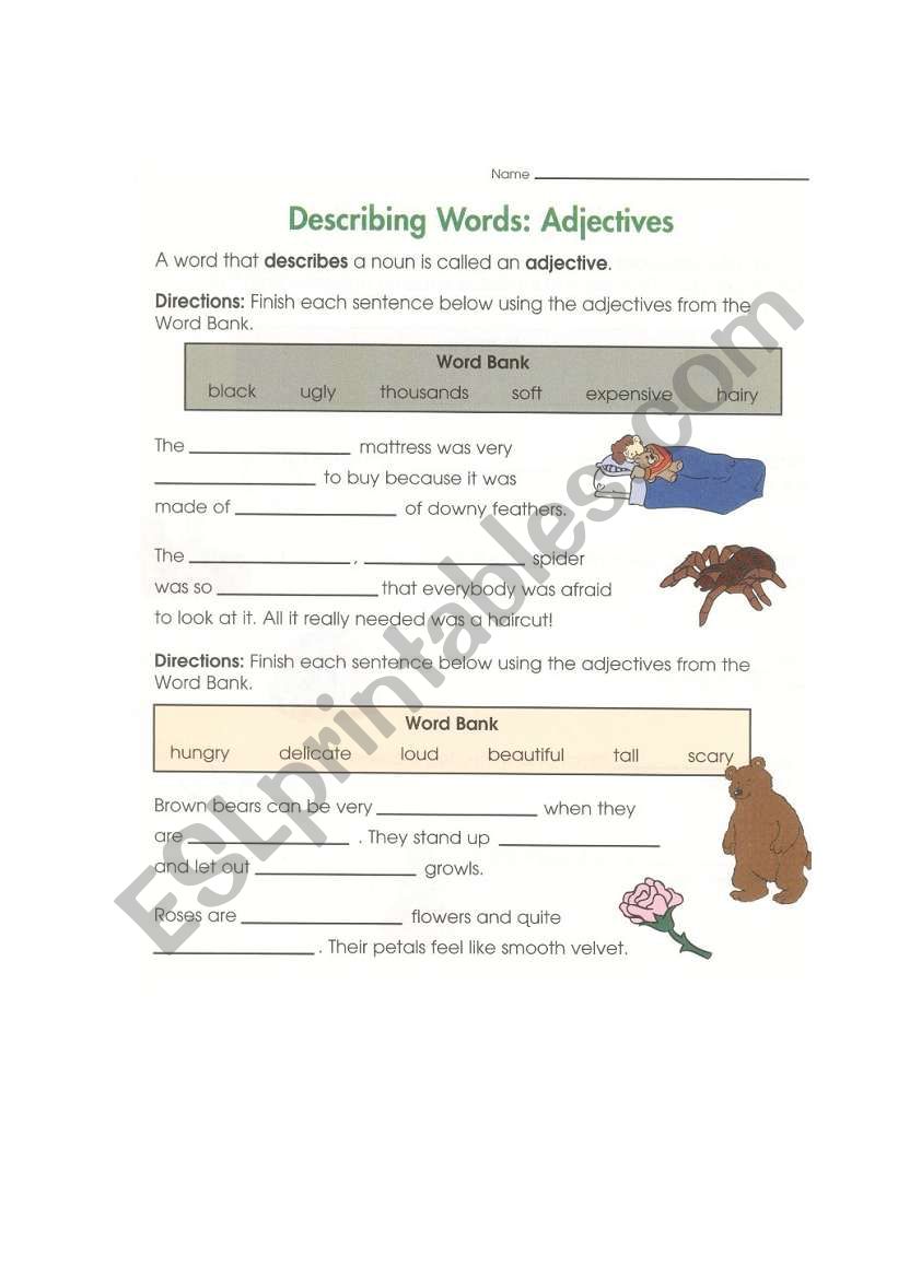 Adjectives worksheet