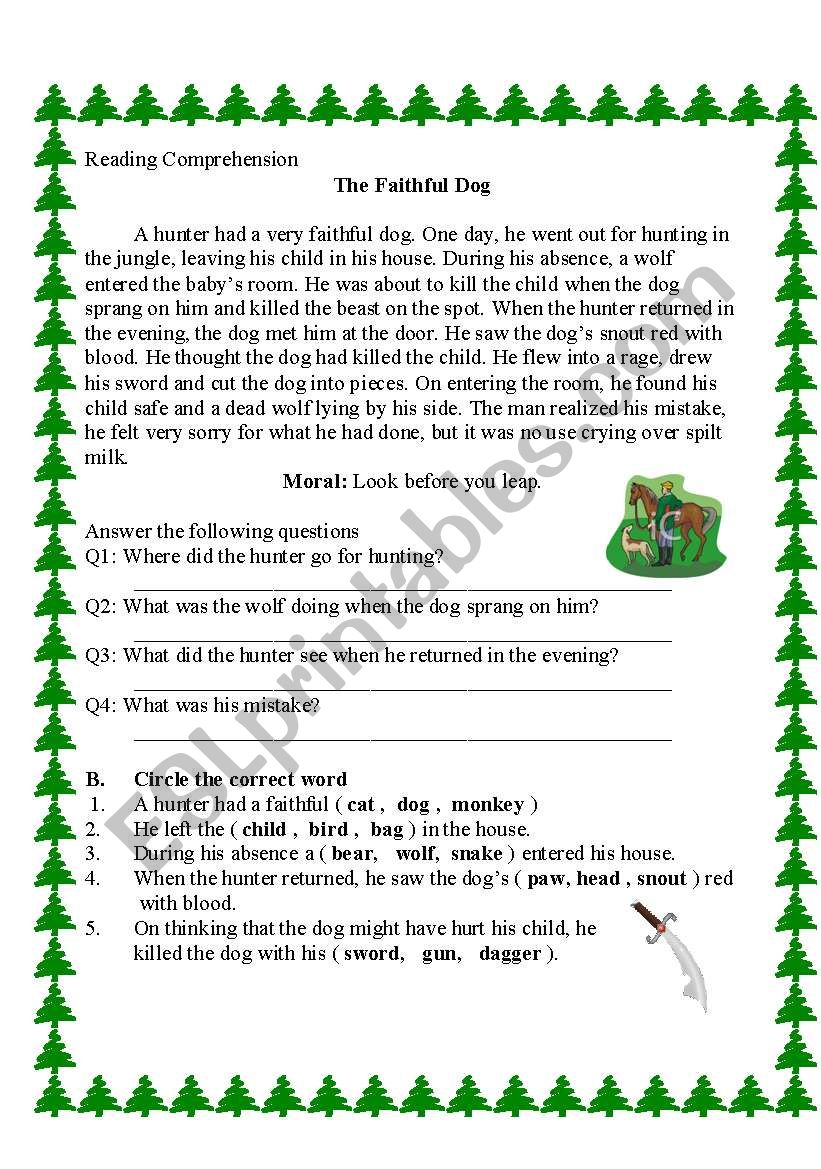 the faithful dog worksheet