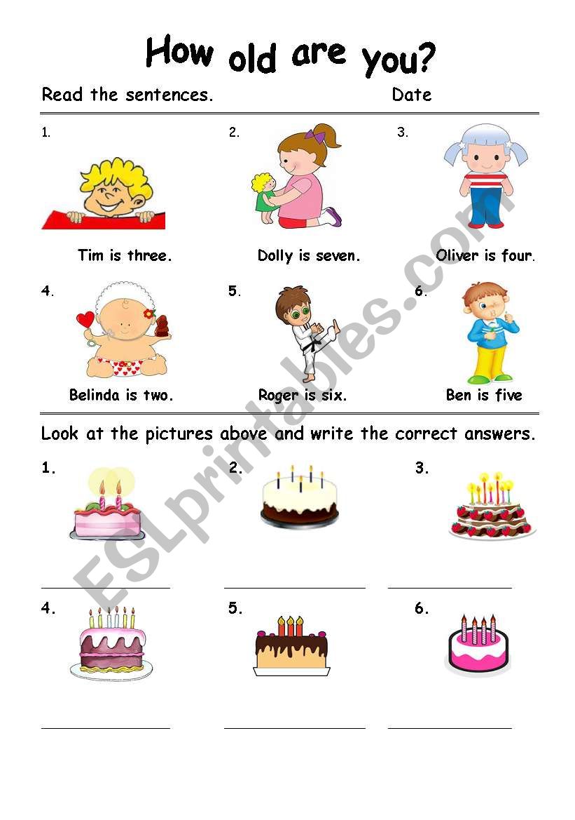 How old are you ? worksheet