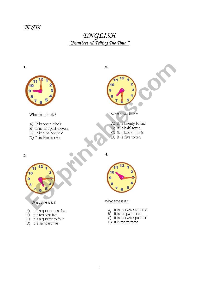 Numbers & Telling The Time 