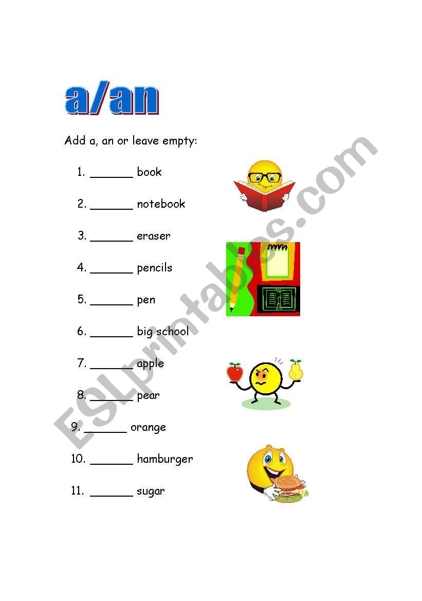 a/an worksheet worksheet