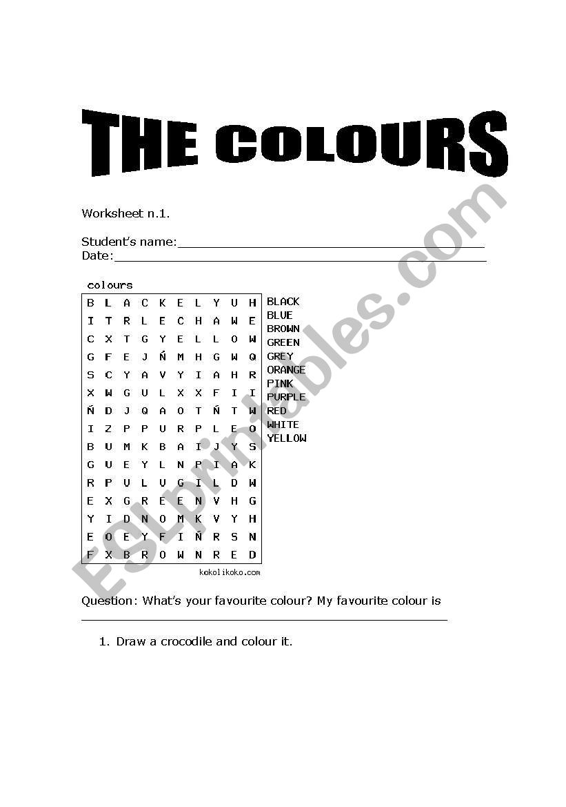 the colours worksheet