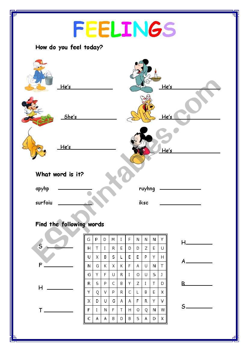 Feelings worksheet