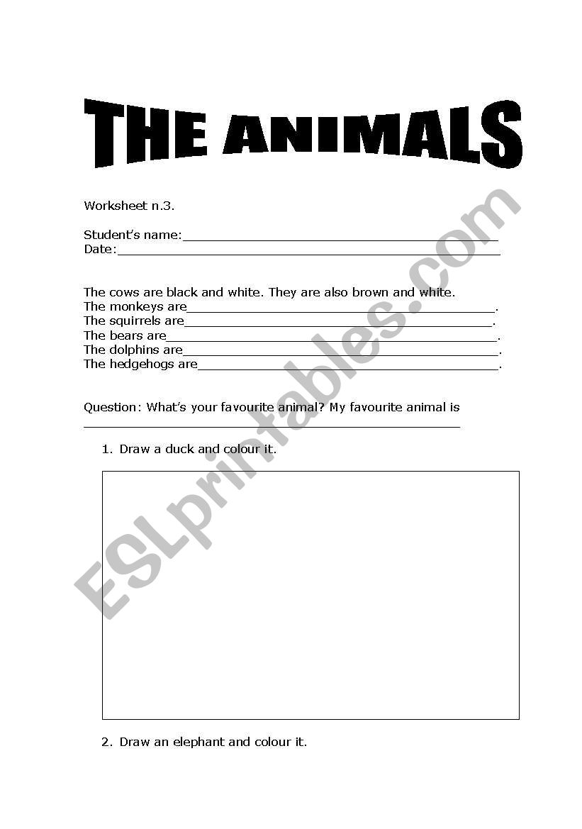 the animals worksheet