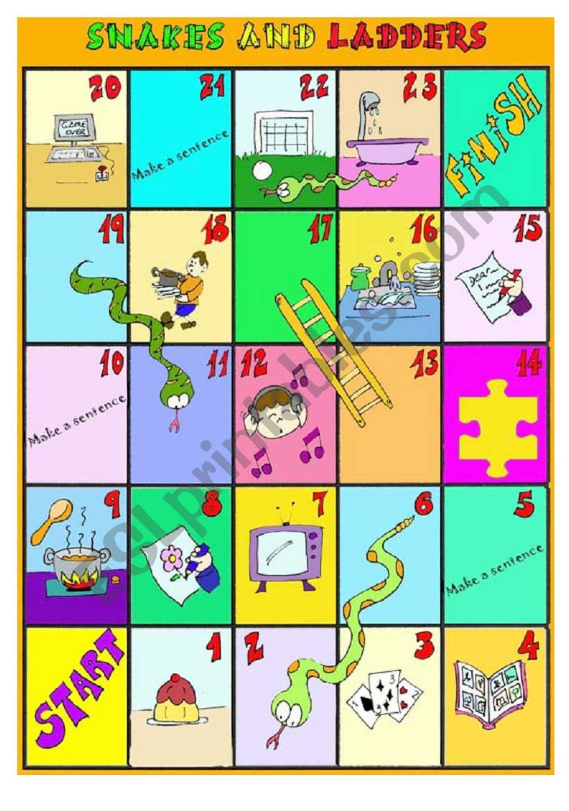 Snakes and ladders -ing colour Snakes and ladders -ing colour