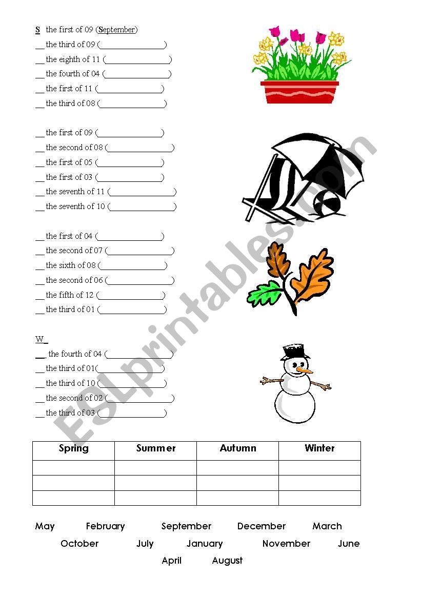 Learn the seasons! worksheet