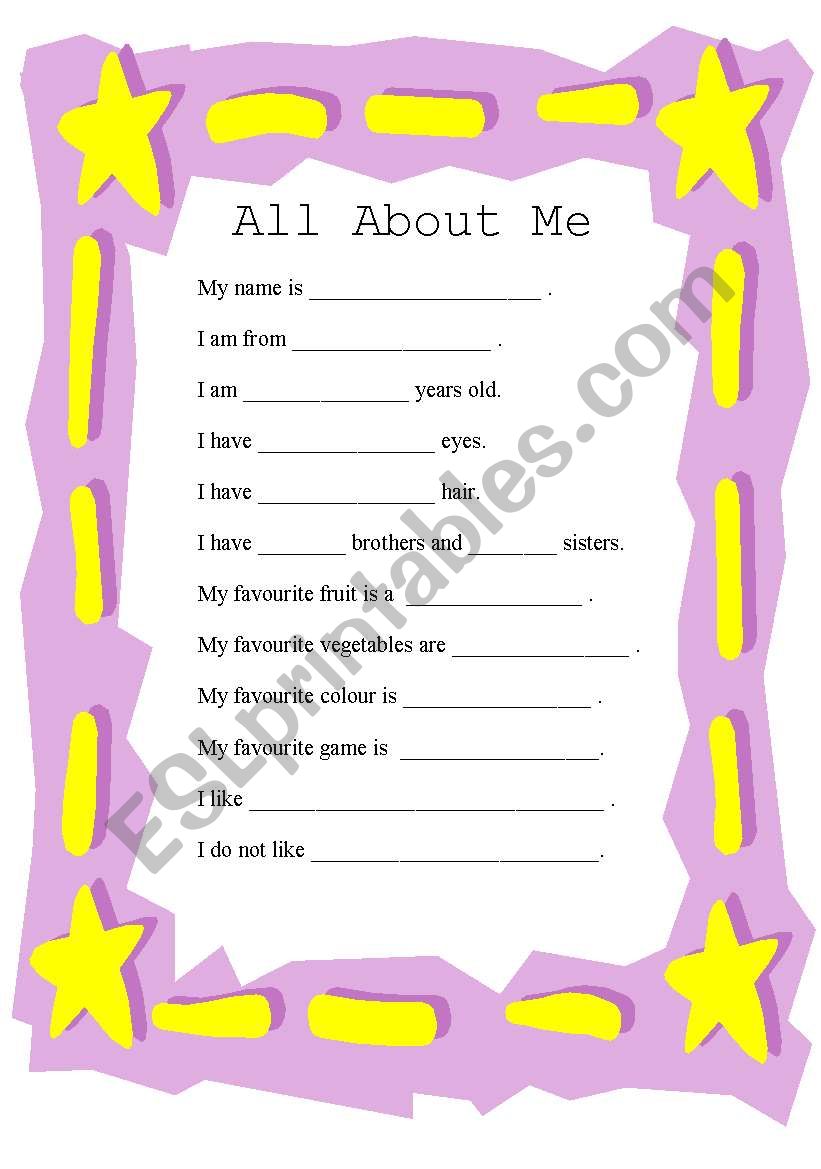 All About me! worksheet