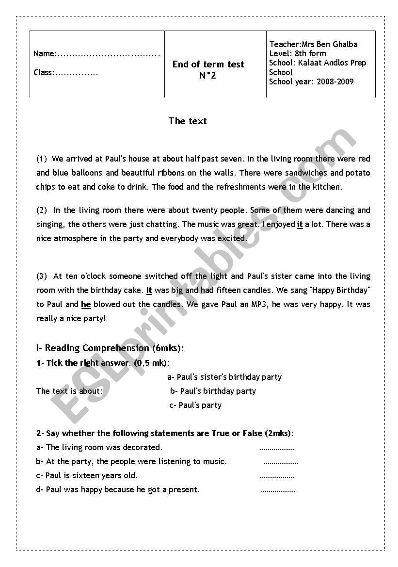 end term test n2 8th worksheet