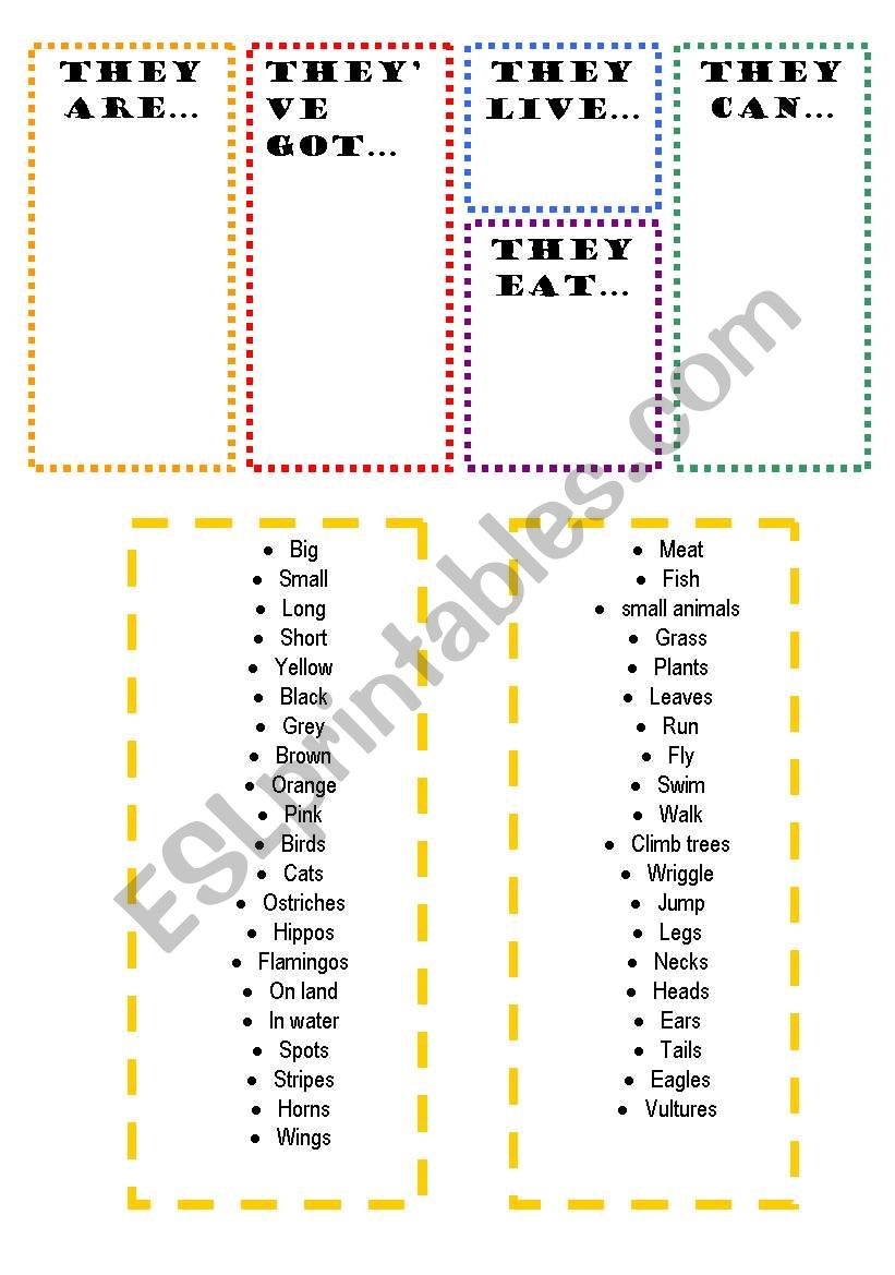 description of animals worksheet