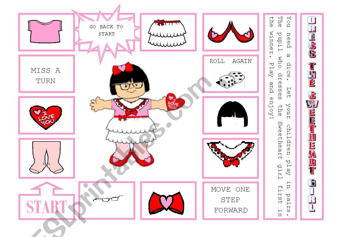 DRESS THE SWEETHEART GIRL worksheet