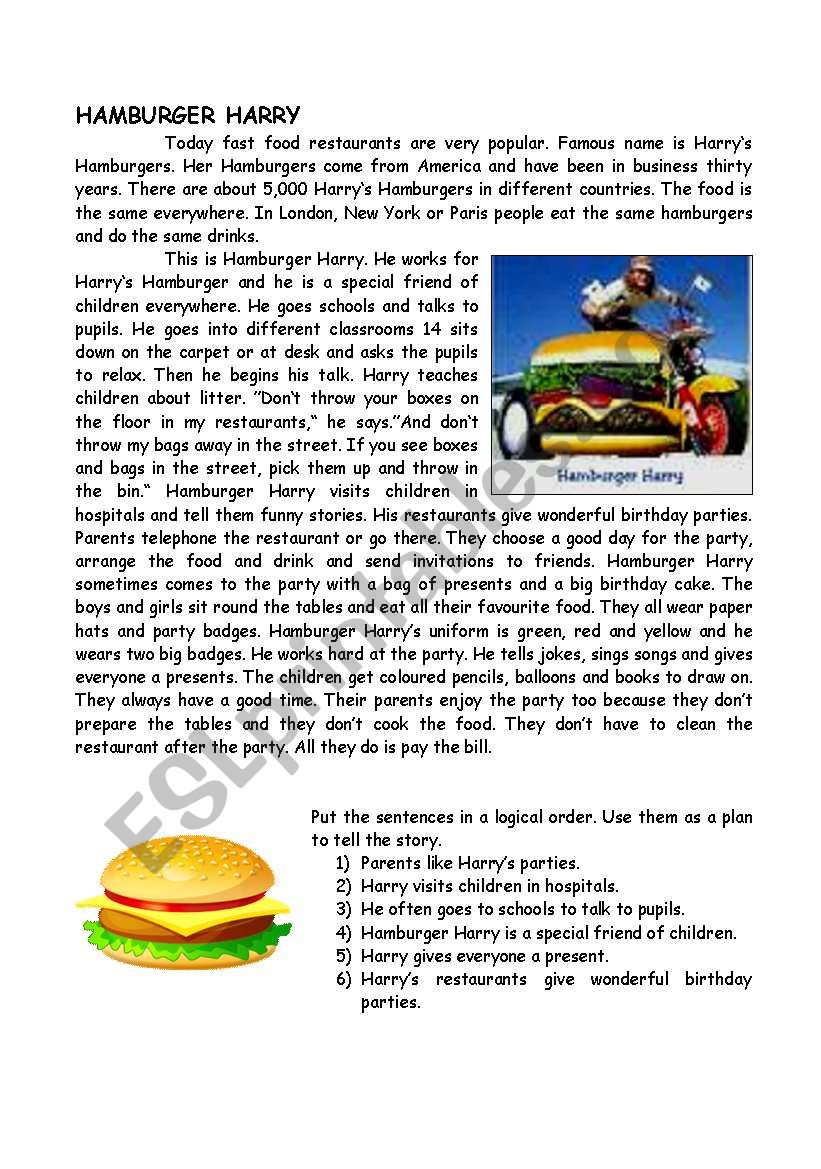 hamburger harry worksheet