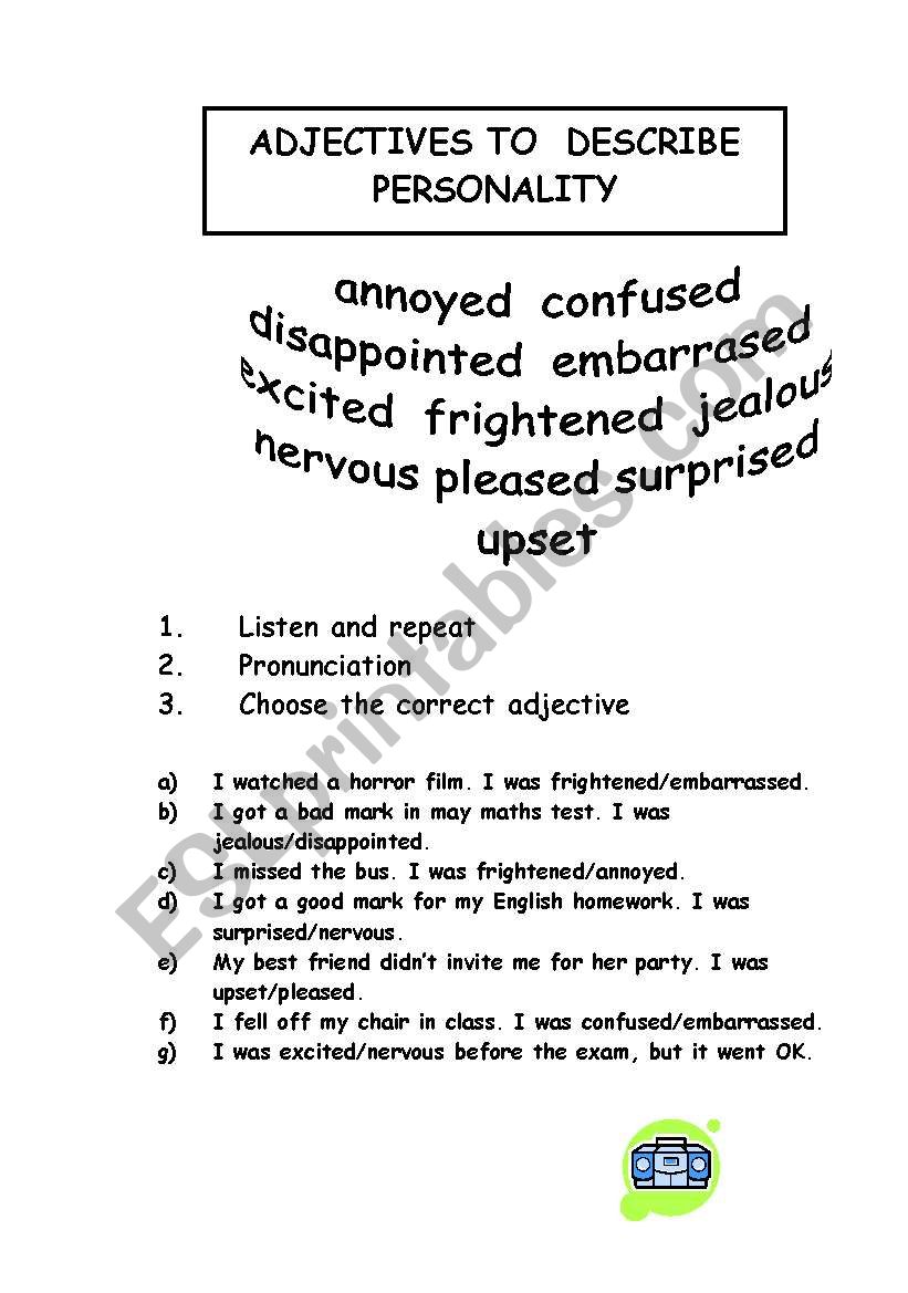Adjectives personality worksheet