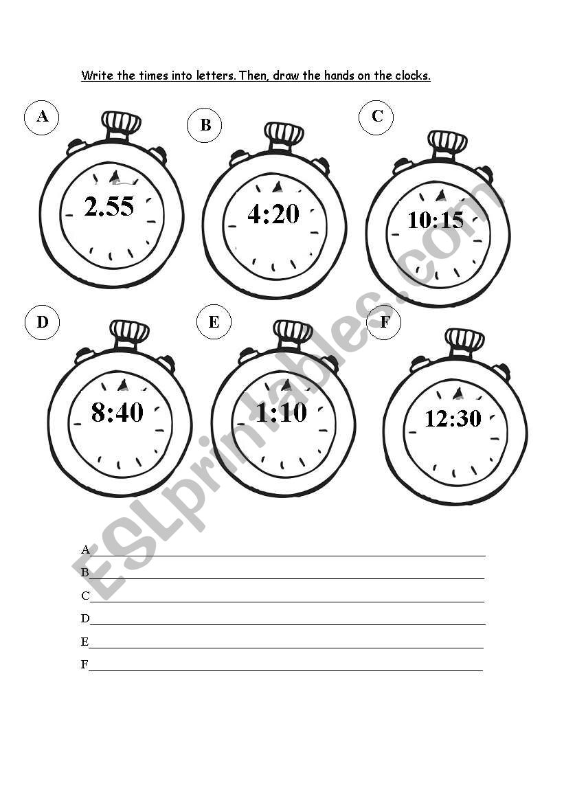 Telling the time worksheet