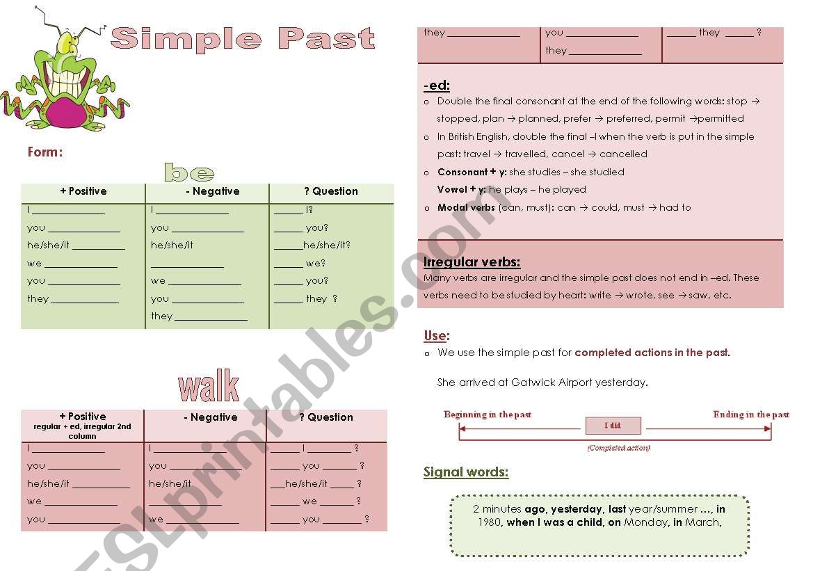 Simple Past - Overview (b/w version included)