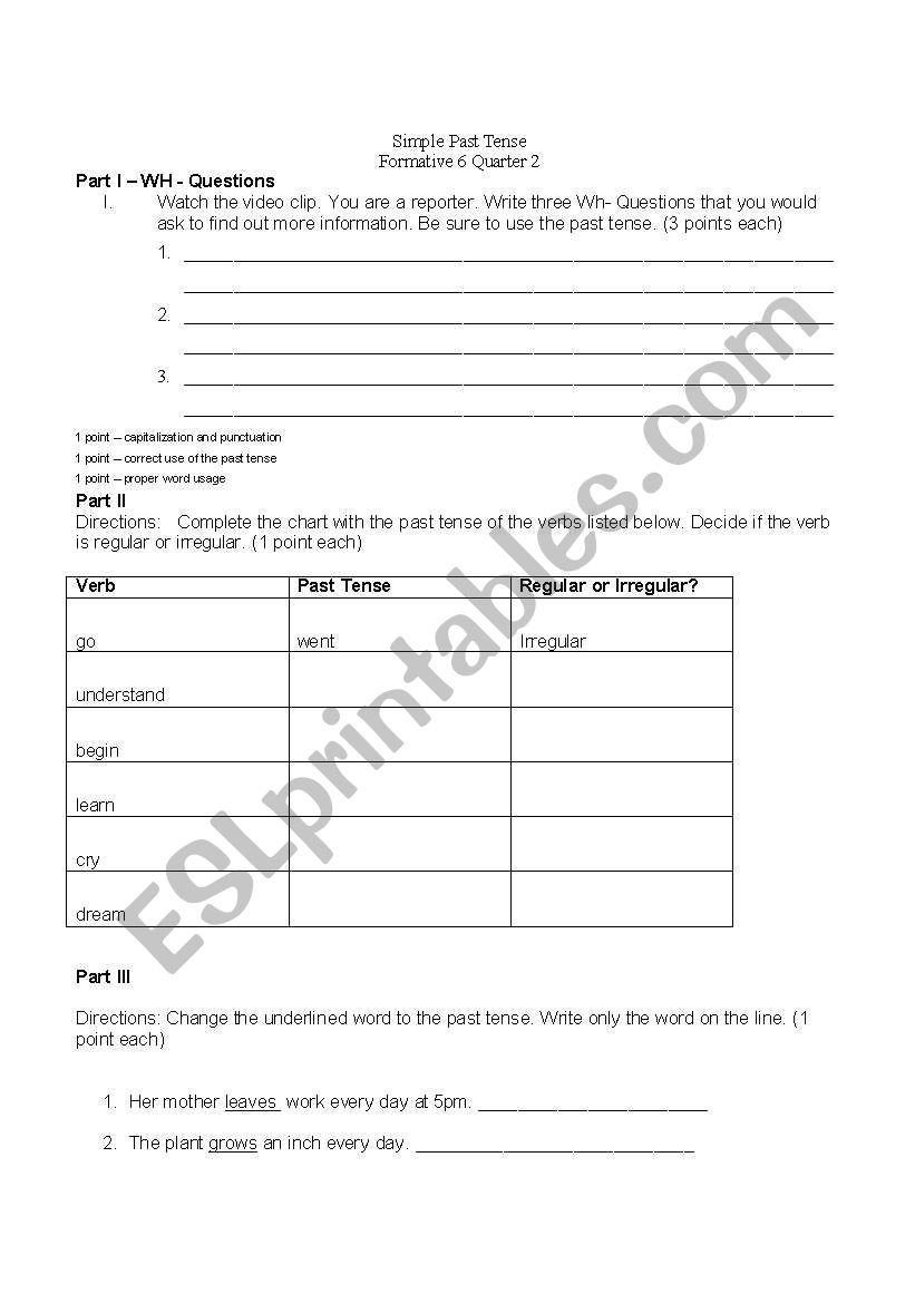 Past Tense - Listening worksheet