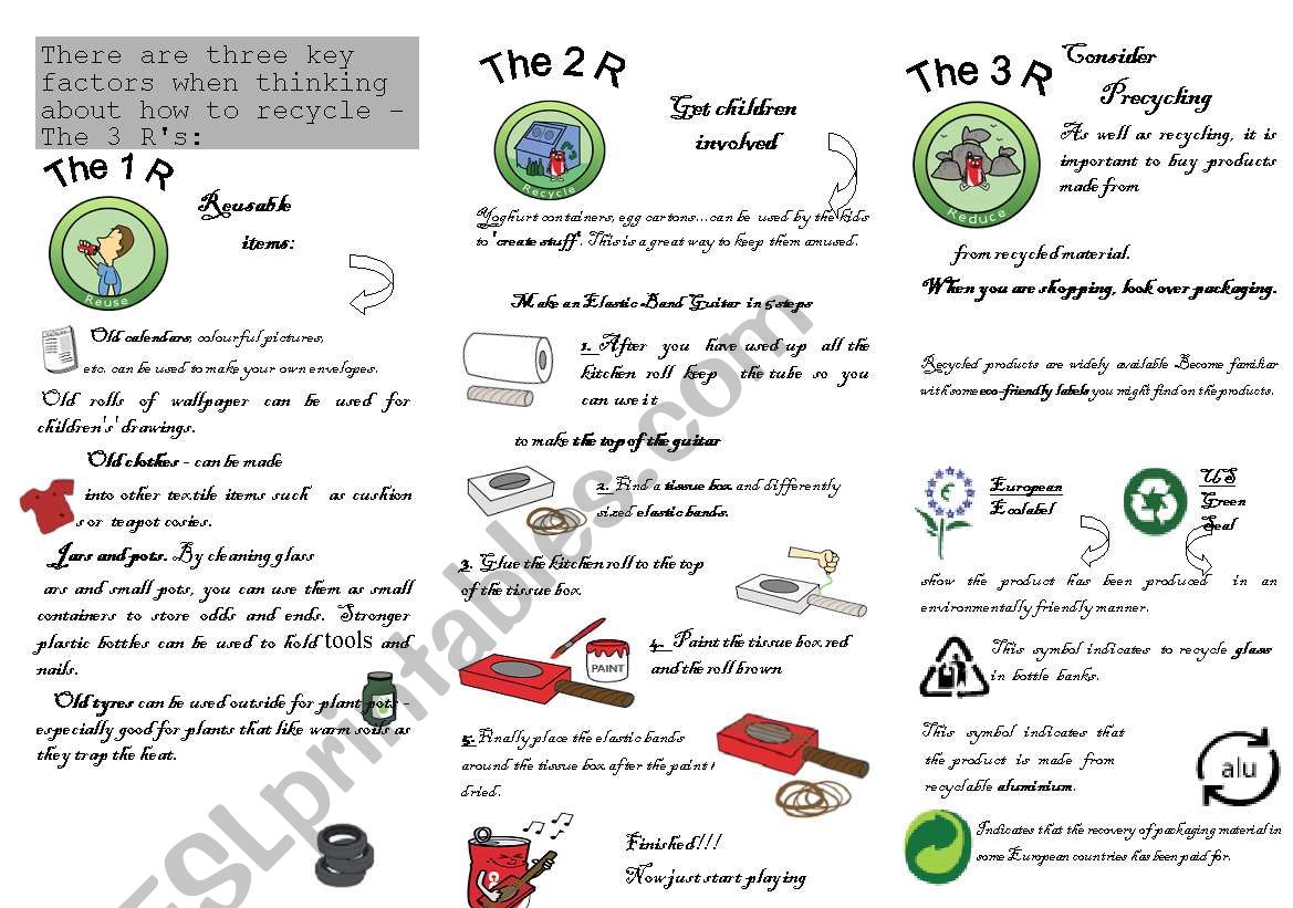 recycling project worksheet