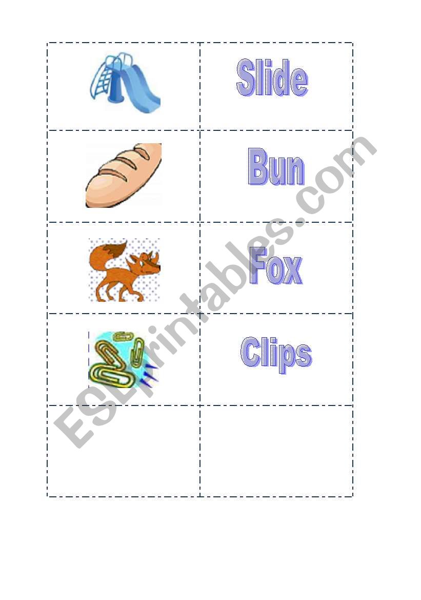 Different words cards 2/2 worksheet