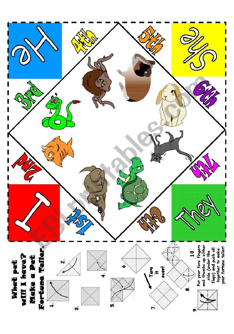 Practise Pets and Â´HaveÂ´ - Make an Origami Fortune Teller!