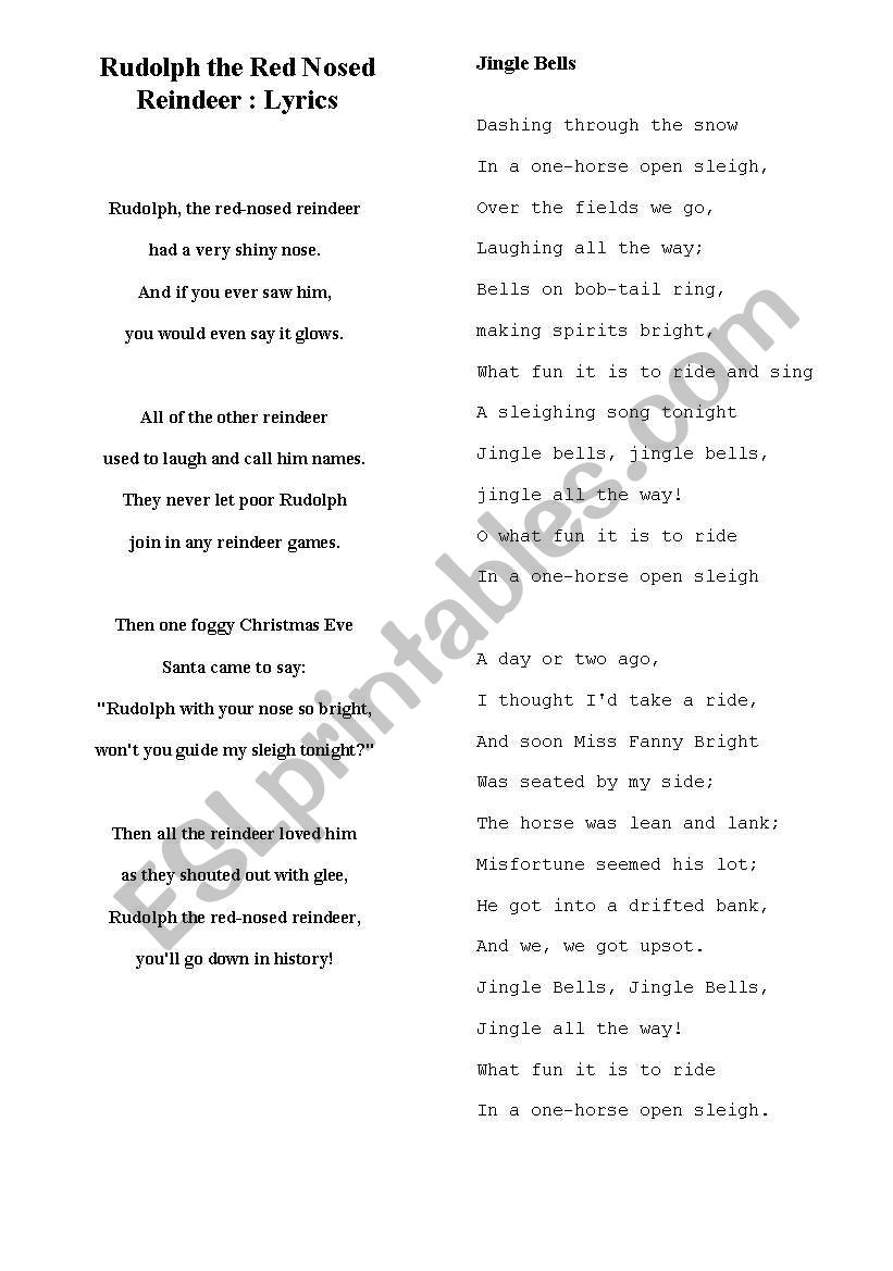 Christmas Songs worksheet