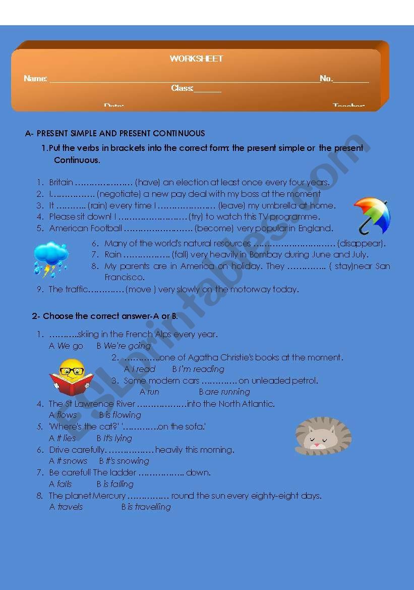 Verb tenses revision worksheet