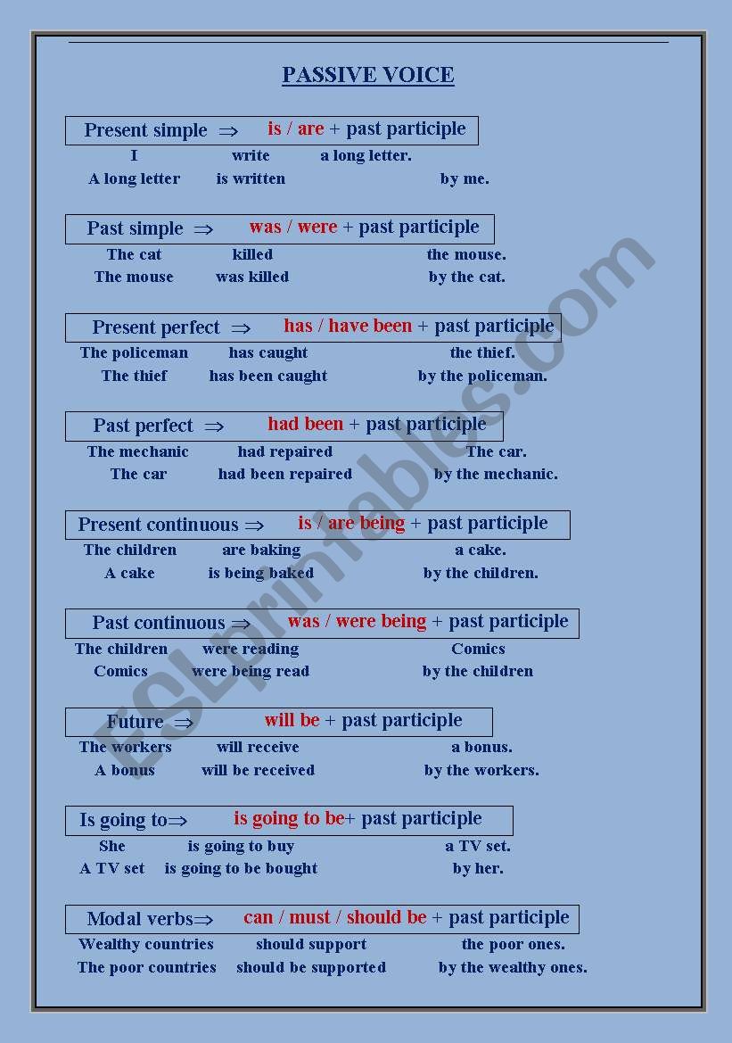 Passive voice: form and use worksheet