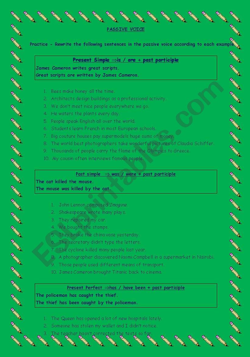 Passive voice- worksheet worksheet