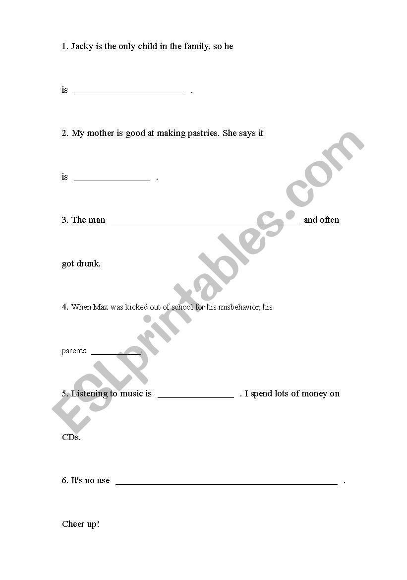food expression worksheet