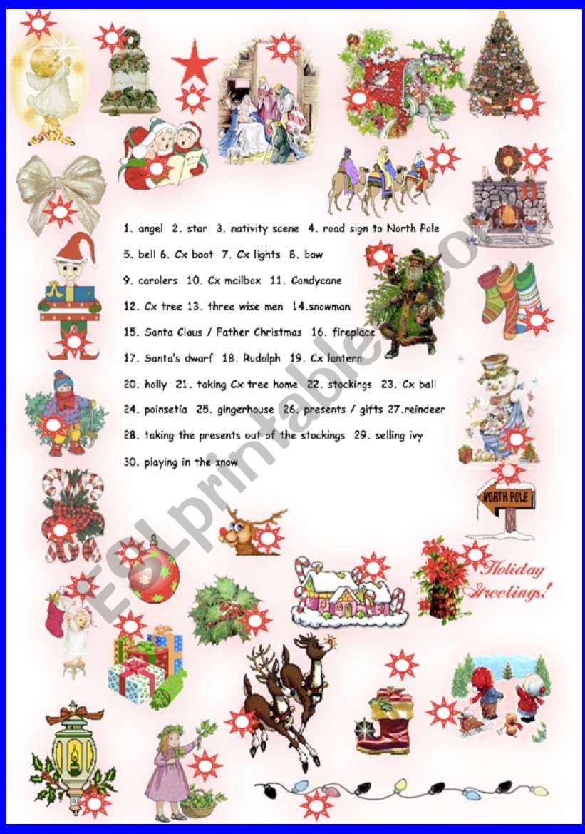 Xmas Pictionary - ESL worksheet by Olindalima ( F )