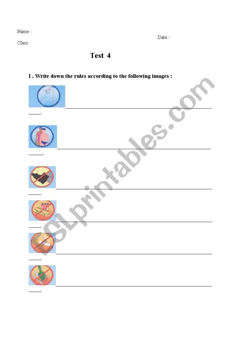 The swimming pool rules! worksheet