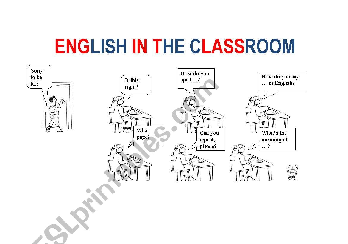 English in the classroom worksheet