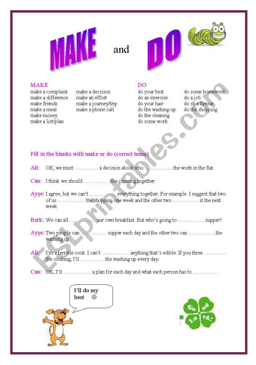 make and do worksheet