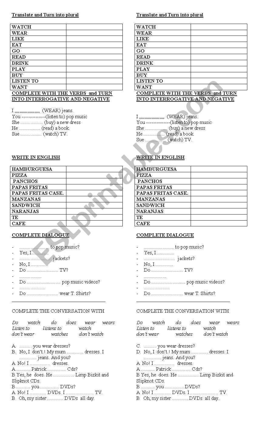 Simple Present and Dialogue worksheet