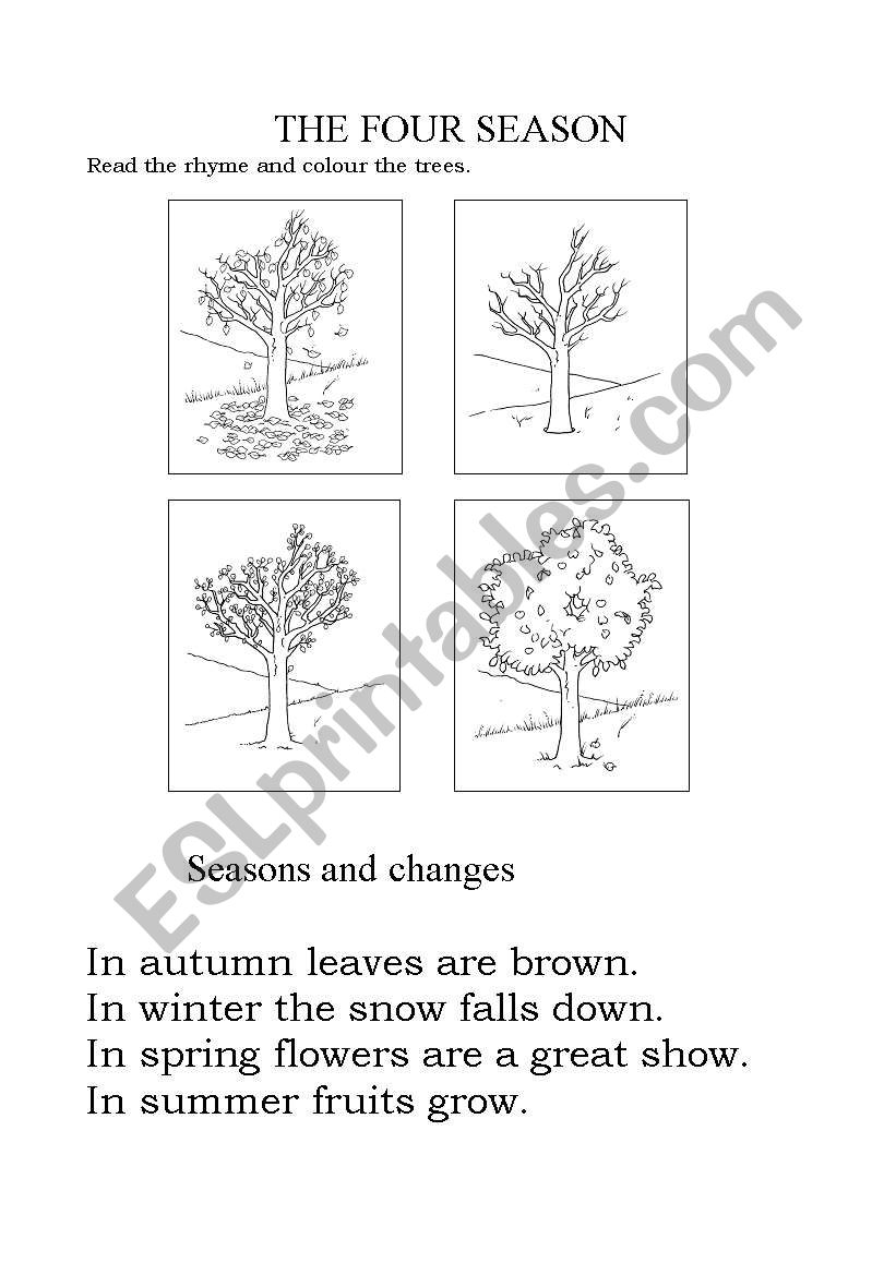 The four seasons worksheet