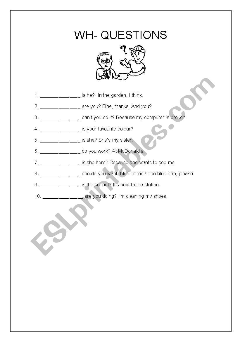 Wh- Questions worksheet