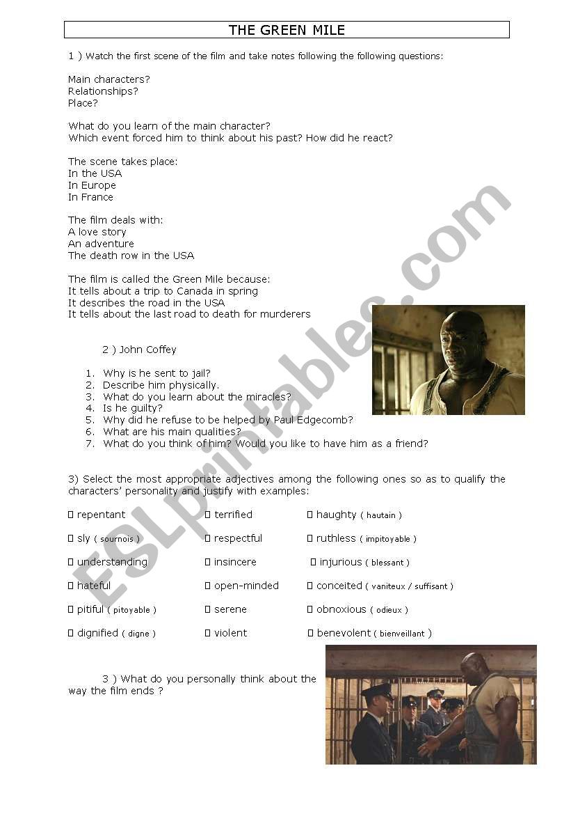 the green mile worksheet