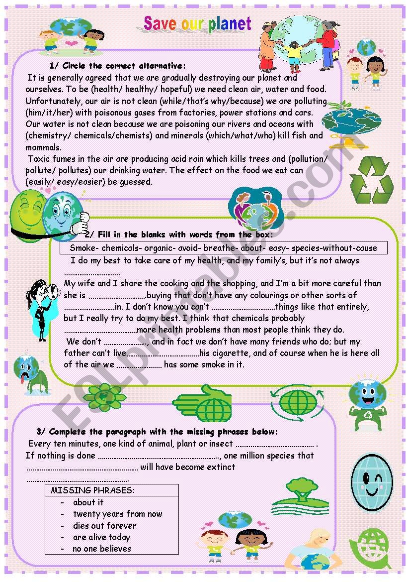 save our planet worksheet